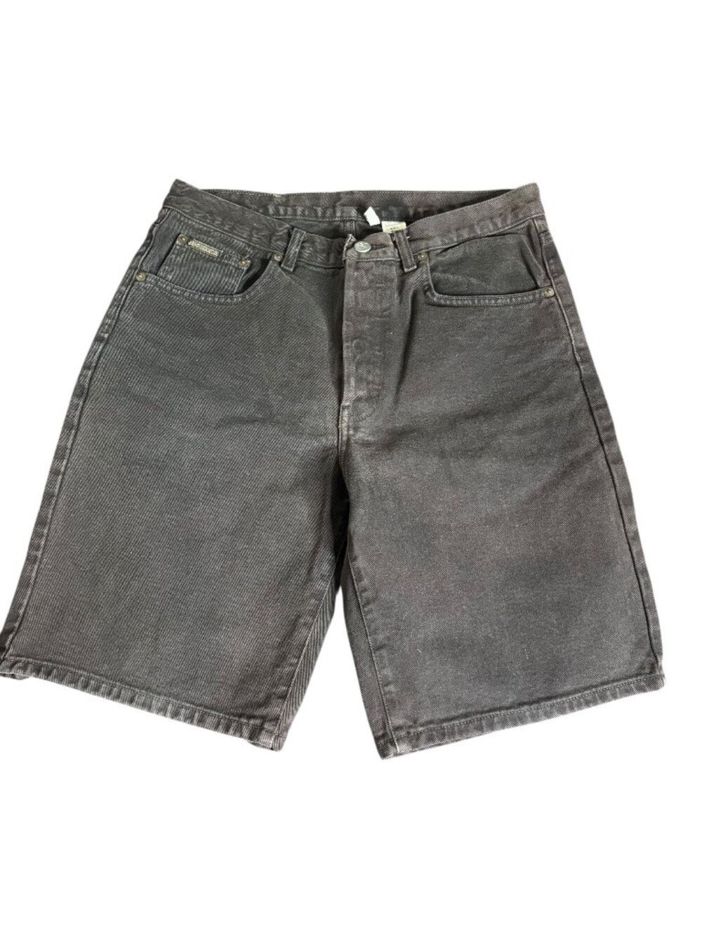 Vintage 90s Gray Calvin Klein Jean Shorts Denim 31 Black Button Fly Dad Jorts